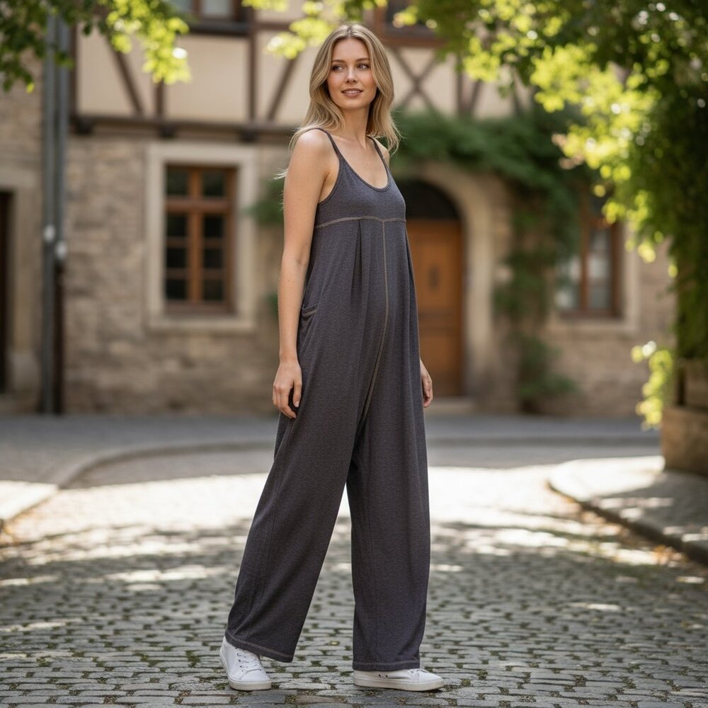 NWOT Ces Femme Wide Leg Jumpsuit, Purple, Size Large